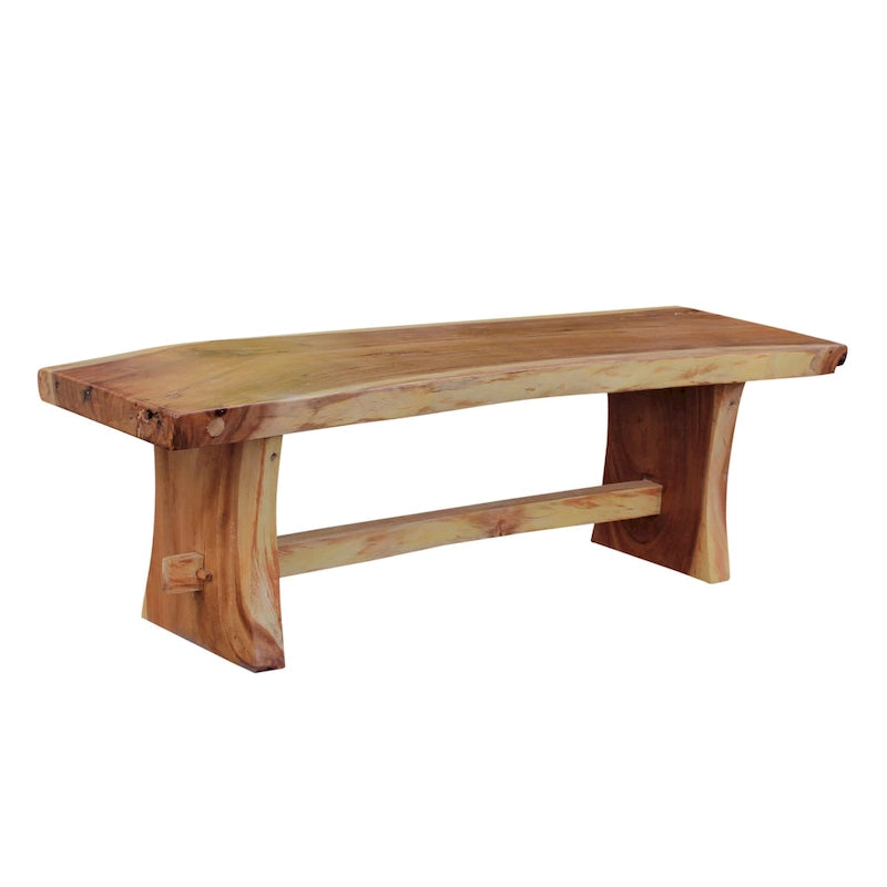 Banc sans dossier en bois de suar massif d'environ 175 cm de long