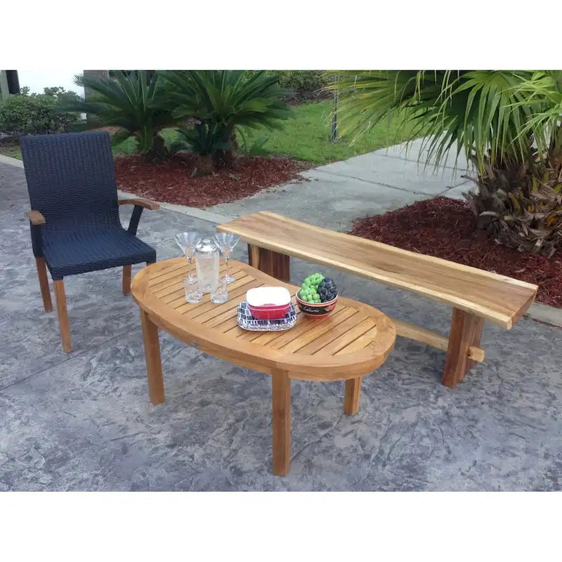 Banc sans dossier en bois de suar massif d'environ 175 cm de long