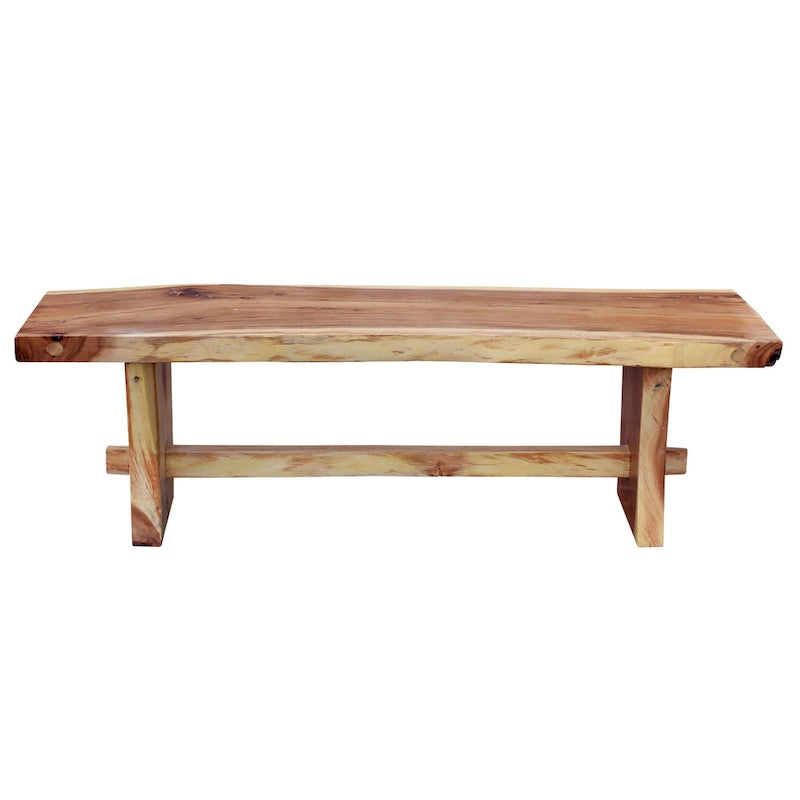 Banc sans dossier en bois de suar massif d'environ 175 cm de long