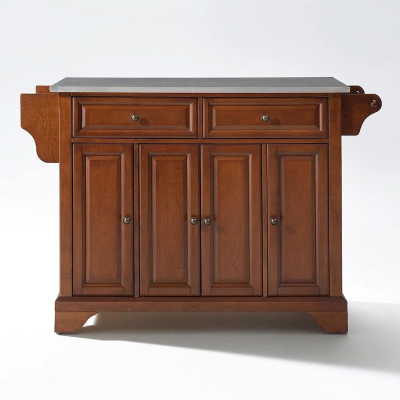 Îlot de cuisine avec plateau en acier inoxydable, finition cerisier classique - 51,5L x 18P x 36H