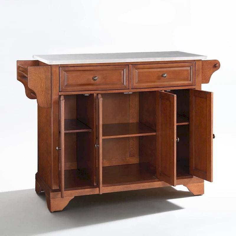 Îlot de cuisine avec plateau en acier inoxydable, finition cerisier classique - 51,5L x 18P x 36H