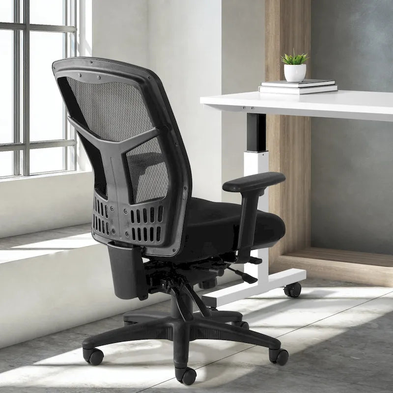 Fauteuil de bureau fixe en maille respirante noire