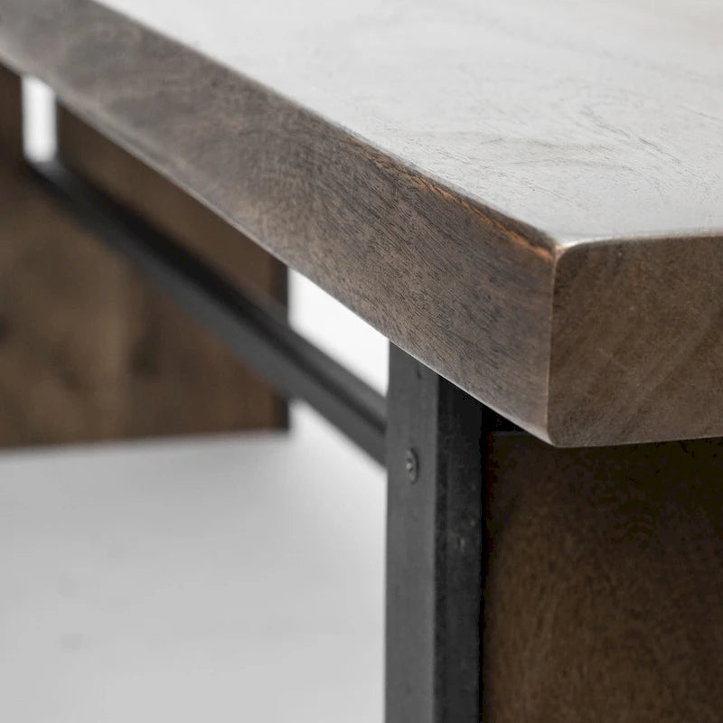 Banc de salle à manger en bois massif marron à bords naturels - 70L x 17P x 18H