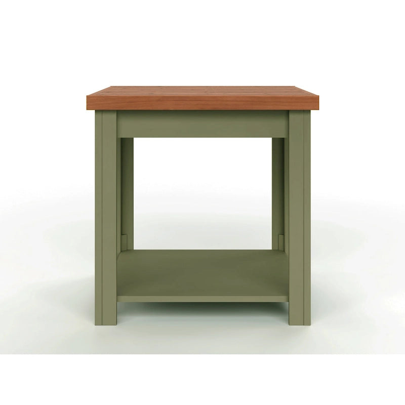 Table d'appoint style ferme moderne de 24 pouces, aucun assemblage requis, finition bicolore