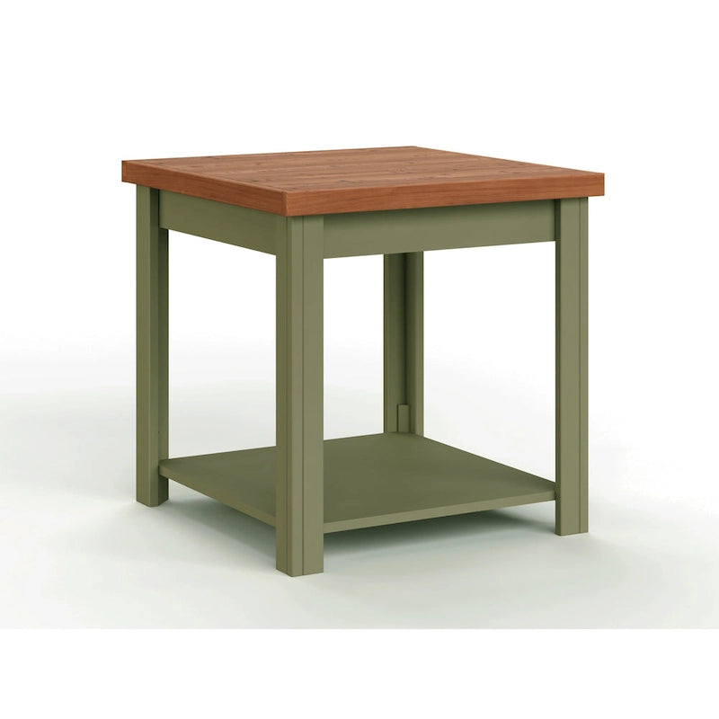 Table d'appoint style ferme moderne de 24 pouces, aucun assemblage requis, finition bicolore