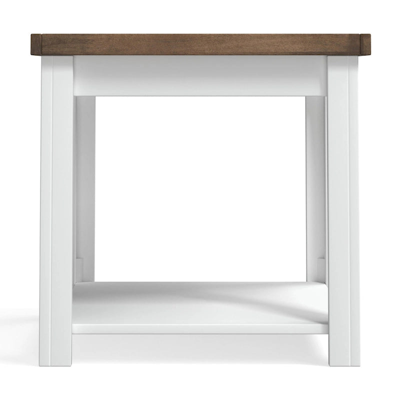Table d'appoint style ferme moderne de 24 pouces, aucun assemblage requis, finition bicolore