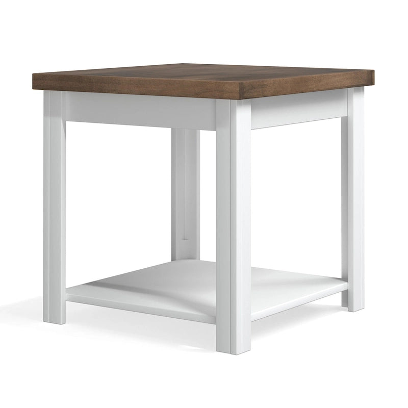 Table d'appoint style ferme moderne de 24 pouces, aucun assemblage requis, finition bicolore