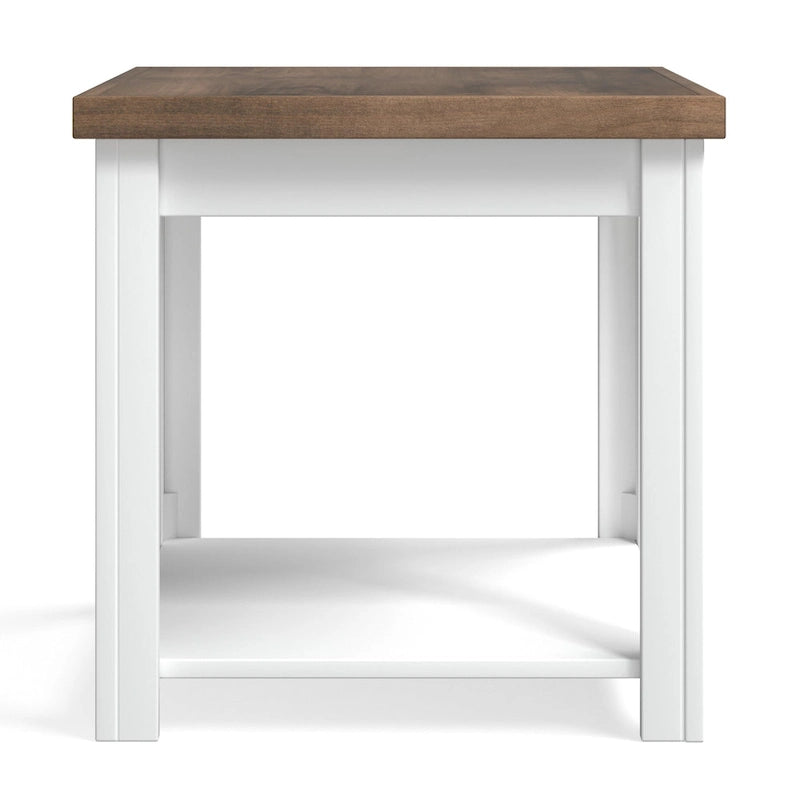 Table d'appoint style ferme moderne de 24 pouces, aucun assemblage requis, finition bicolore