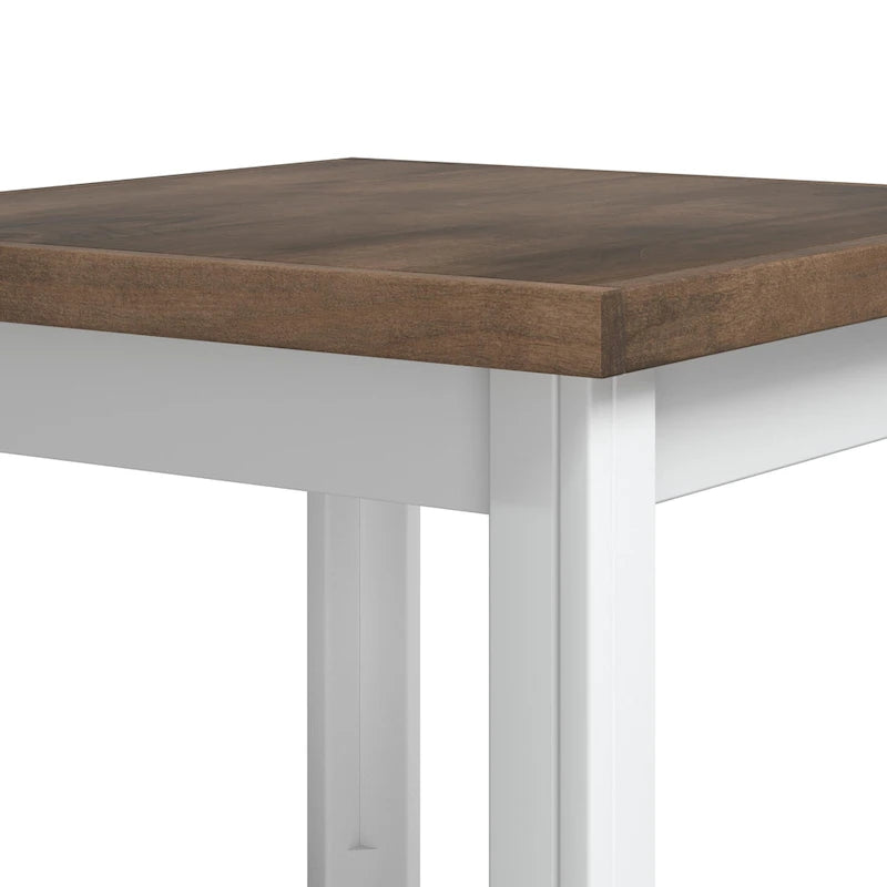 Table d'appoint style ferme moderne de 24 pouces, aucun assemblage requis, finition bicolore