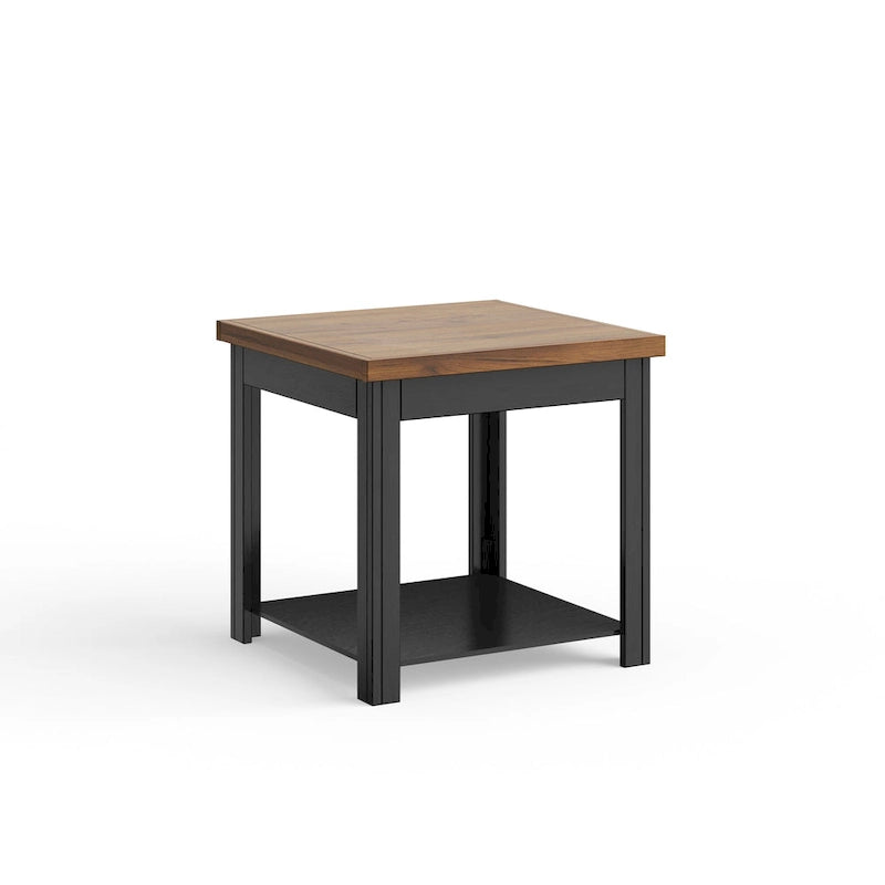 Table d'appoint style ferme moderne de 24 pouces, aucun assemblage requis, finition bicolore