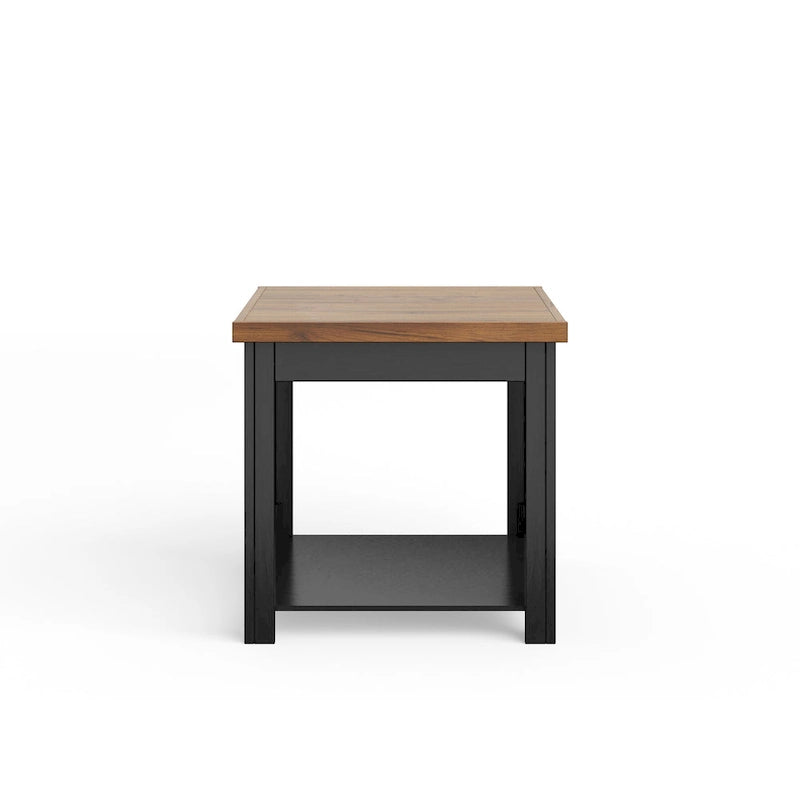 Table d'appoint style ferme moderne de 24 pouces, aucun assemblage requis, finition bicolore