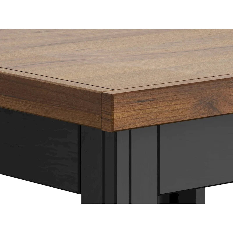 Table d'appoint style ferme moderne de 24 pouces, aucun assemblage requis, finition bicolore