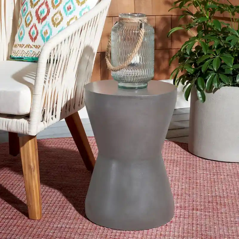 Table d'appoint en béton, intérieur/extérieur - 12x12x17 po (LxPxH)