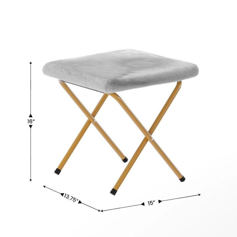 Chaise soucoupe double pliable en fourrure synthétique avec 2 poufs
