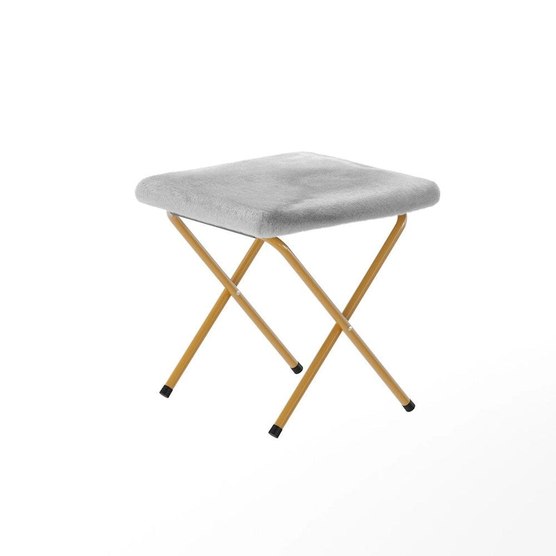 Chaise soucoupe double pliable en fourrure synthétique avec 2 poufs