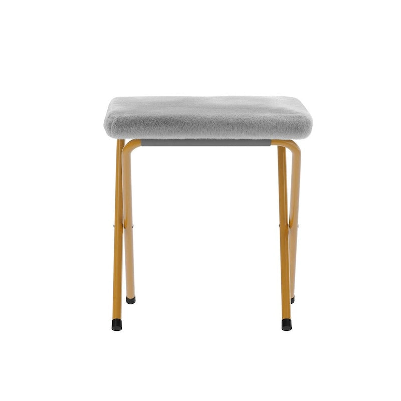 Chaise soucoupe double pliable en fourrure synthétique avec 2 poufs