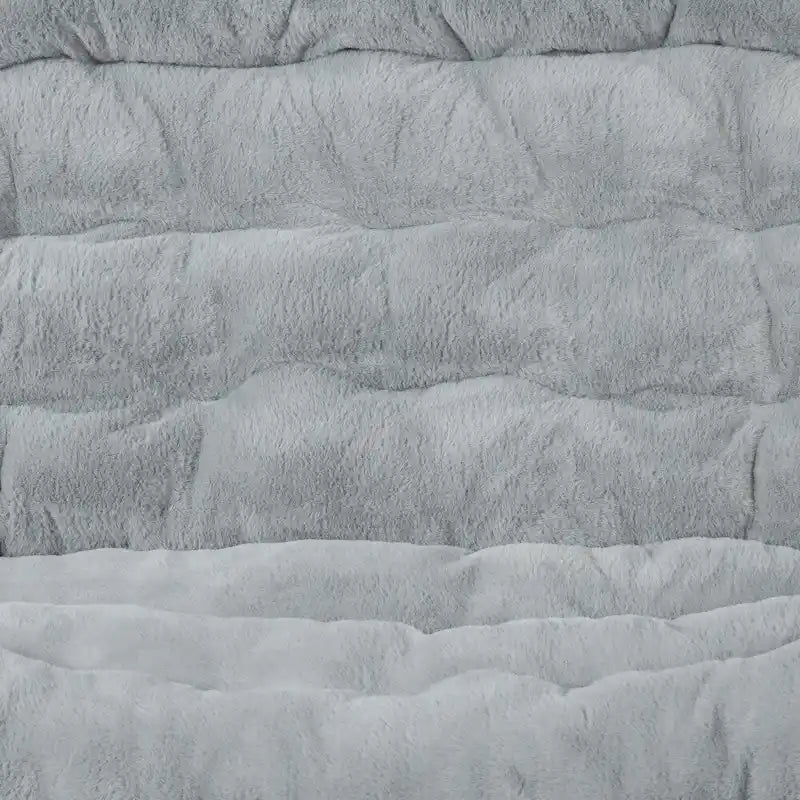 Chaise soucoupe double pliable en fourrure synthétique avec 2 poufs