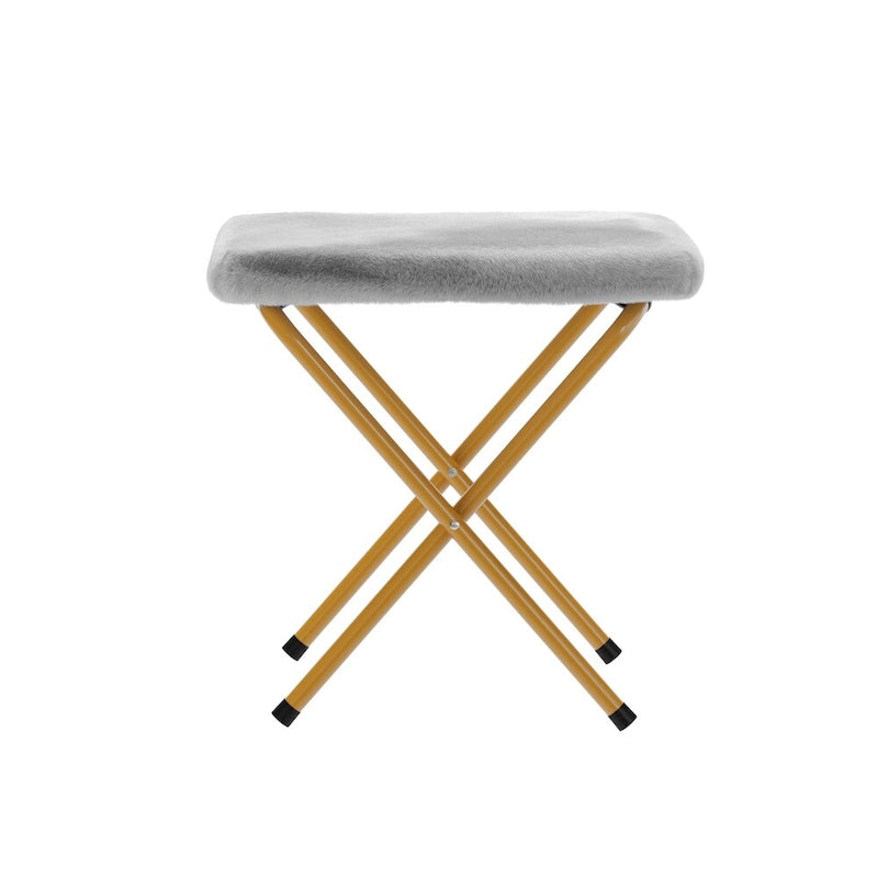 Chaise soucoupe double pliable en fourrure synthétique avec 2 poufs