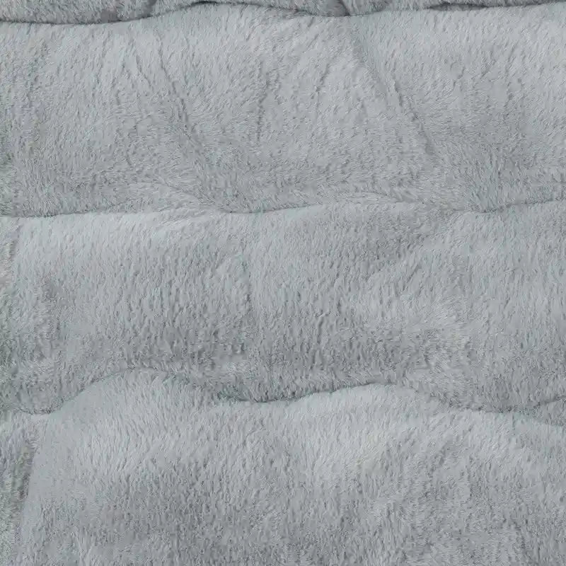 Chaise soucoupe double pliable en fourrure synthétique avec 2 poufs