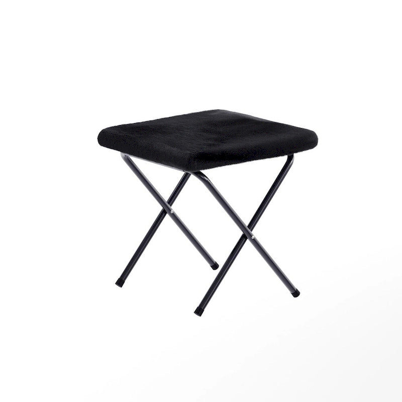 Chaise soucoupe double pliable en fourrure synthétique avec 2 poufs