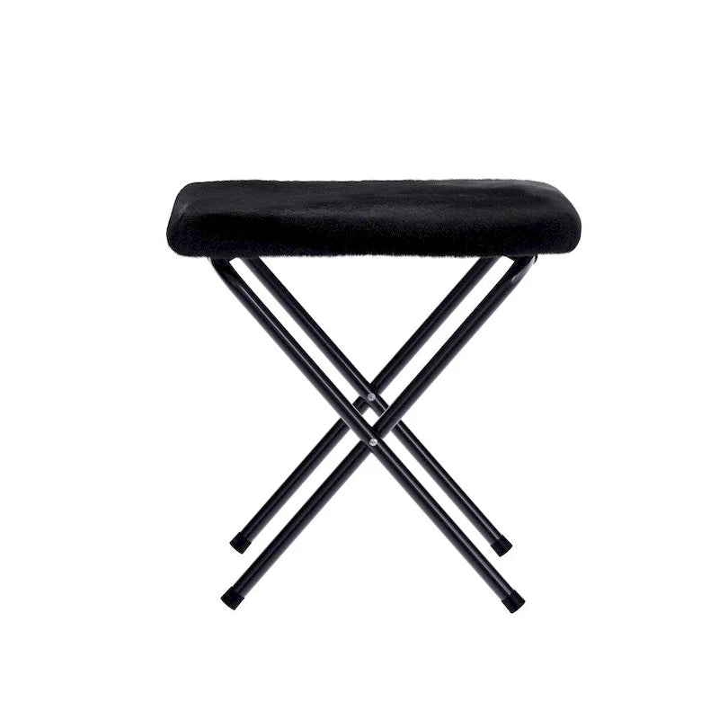 Chaise soucoupe double pliable en fourrure synthétique avec 2 poufs