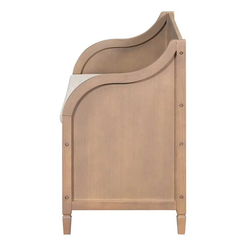 Banc de rangement multifonctionnel en bois massif pour entrée avec charnière de sécurité