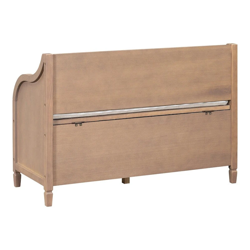 Banc de rangement multifonctionnel en bois massif pour entrée avec charnière de sécurité