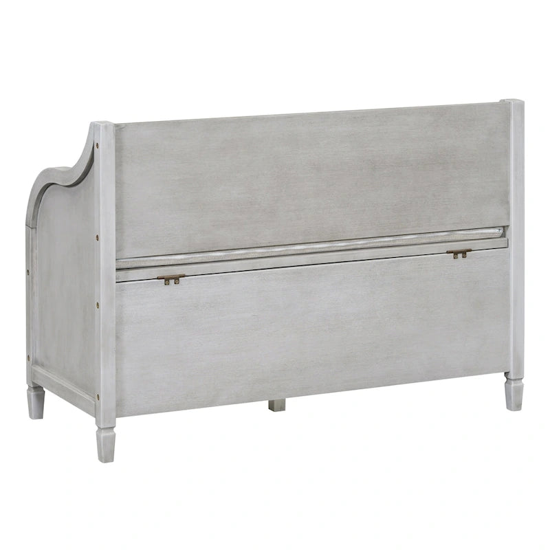 Banc de rangement multifonctionnel en bois massif pour entrée avec charnière de sécurité