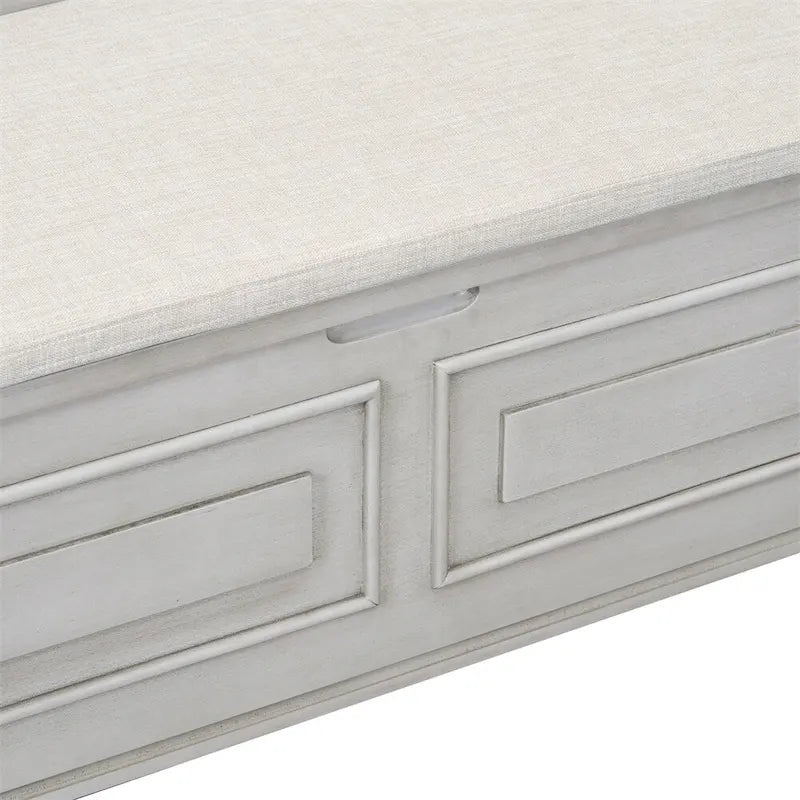 Banc de rangement multifonctionnel en bois massif pour entrée avec charnière de sécurité