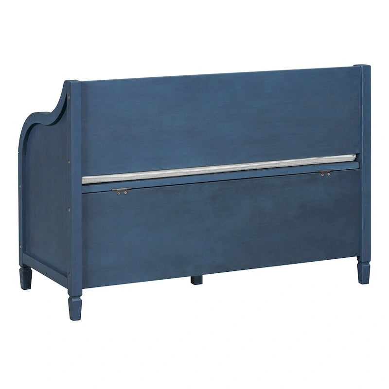 Banc de rangement multifonctionnel en bois massif pour entrée avec charnière de sécurité