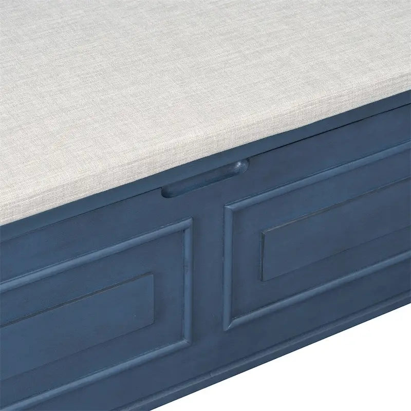 Banc de rangement multifonctionnel en bois massif pour entrée avec charnière de sécurité