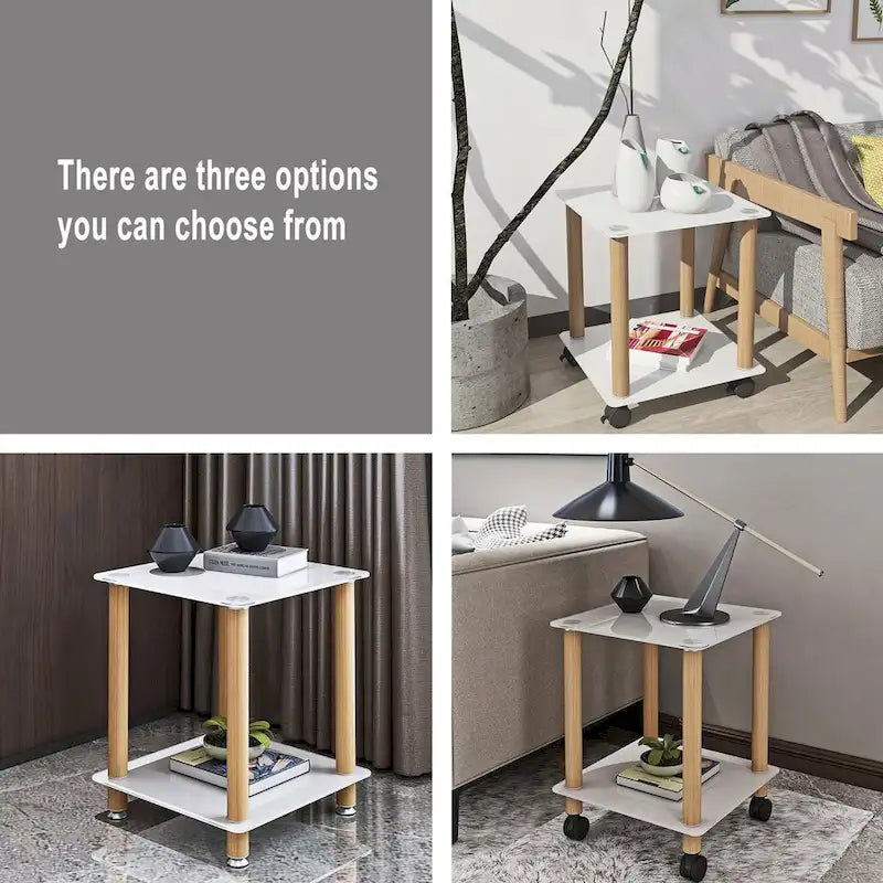 Table d'appoint moderne à 2 niveaux, table de canapé, table d'appoint avec étagère de rangement
