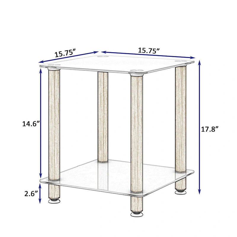 Table d'appoint moderne à 2 niveaux, table de canapé, table d'appoint avec étagère de rangement