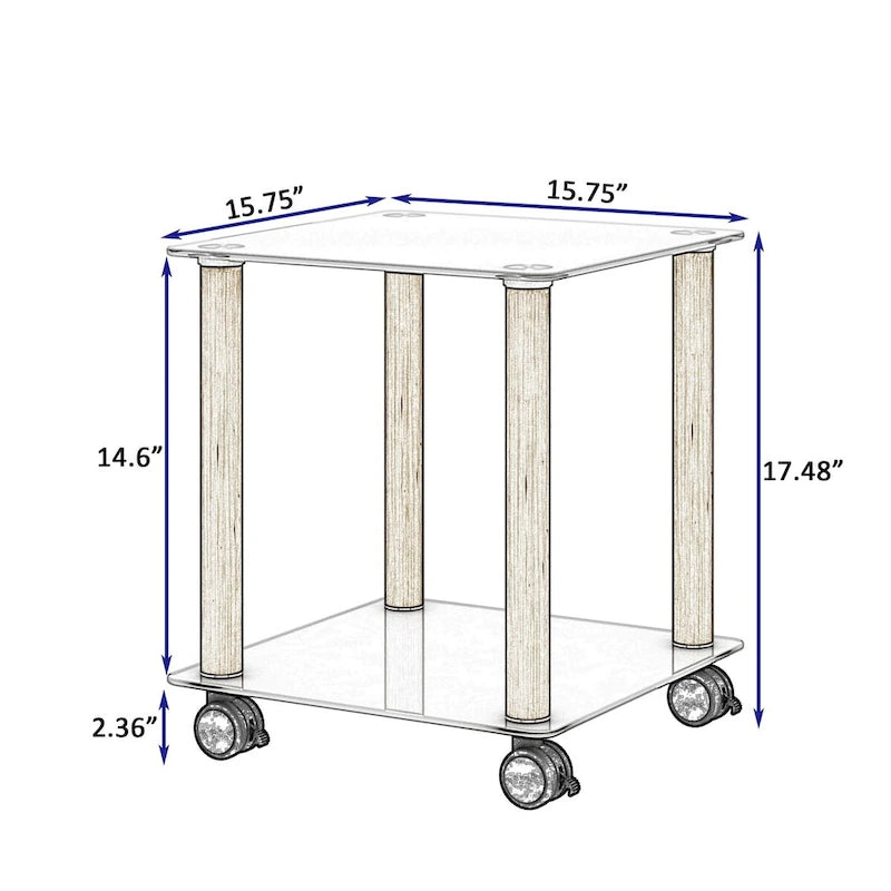Table d'appoint moderne à 2 niveaux, table de canapé, table d'appoint avec étagère de rangement