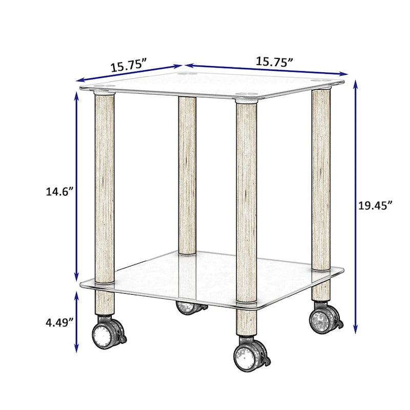 Table d'appoint moderne à 2 niveaux, table de canapé, table d'appoint avec étagère de rangement