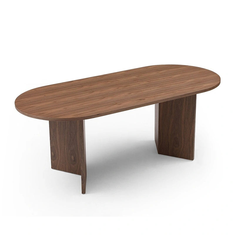 Table de salle à manger ovale en bois de noyer de 198 cm pour salle à manger