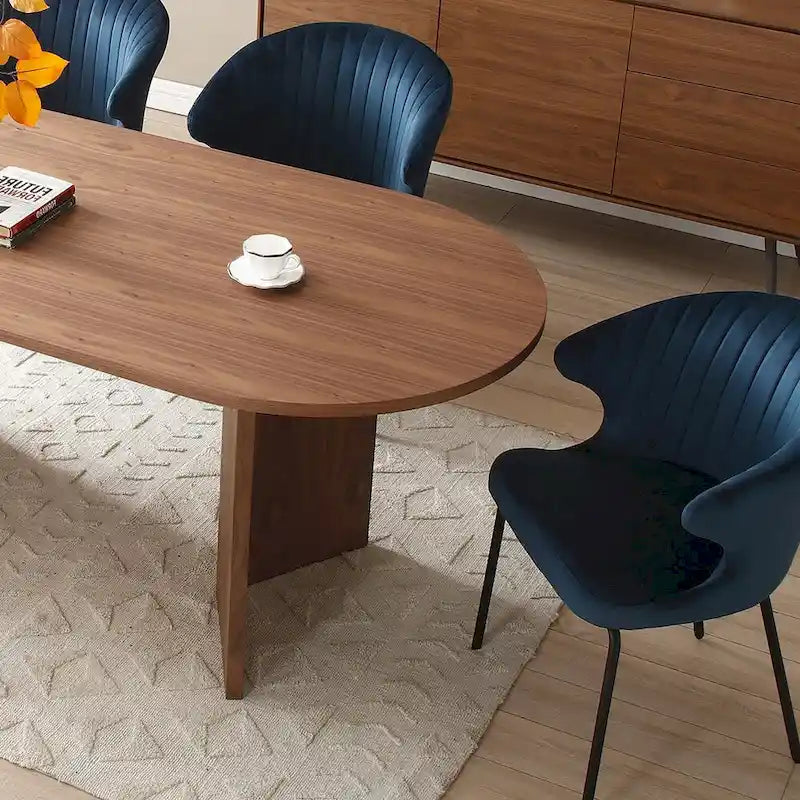 Table de salle à manger ovale en bois de noyer de 198 cm pour salle à manger