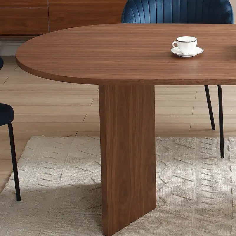 Table de salle à manger ovale en bois de noyer de 198 cm pour salle à manger