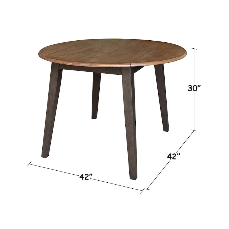 Table à double rabat ronde en bois massif de 42 po
