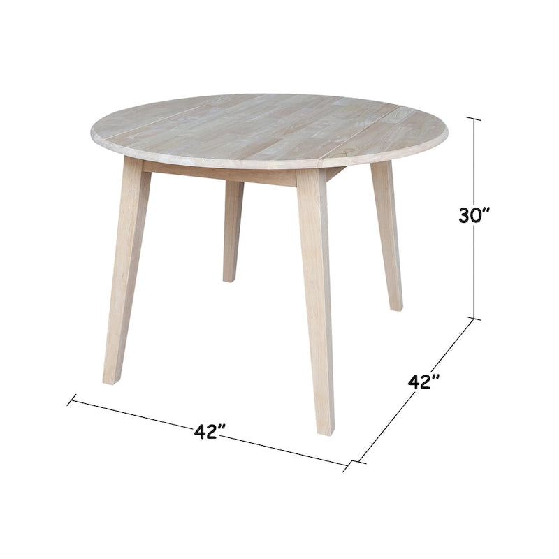 Table à double rabat ronde en bois massif de 42 po