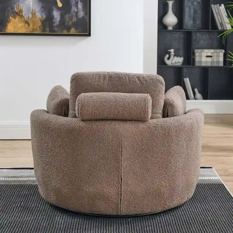 Canapé Loveseat Rond Moderne Pivotant, Fauteuil Tonneau Circulaire pour Chambre, Canapé Cuddle, Chaise Longue, Fauteuil, 4 Coussins