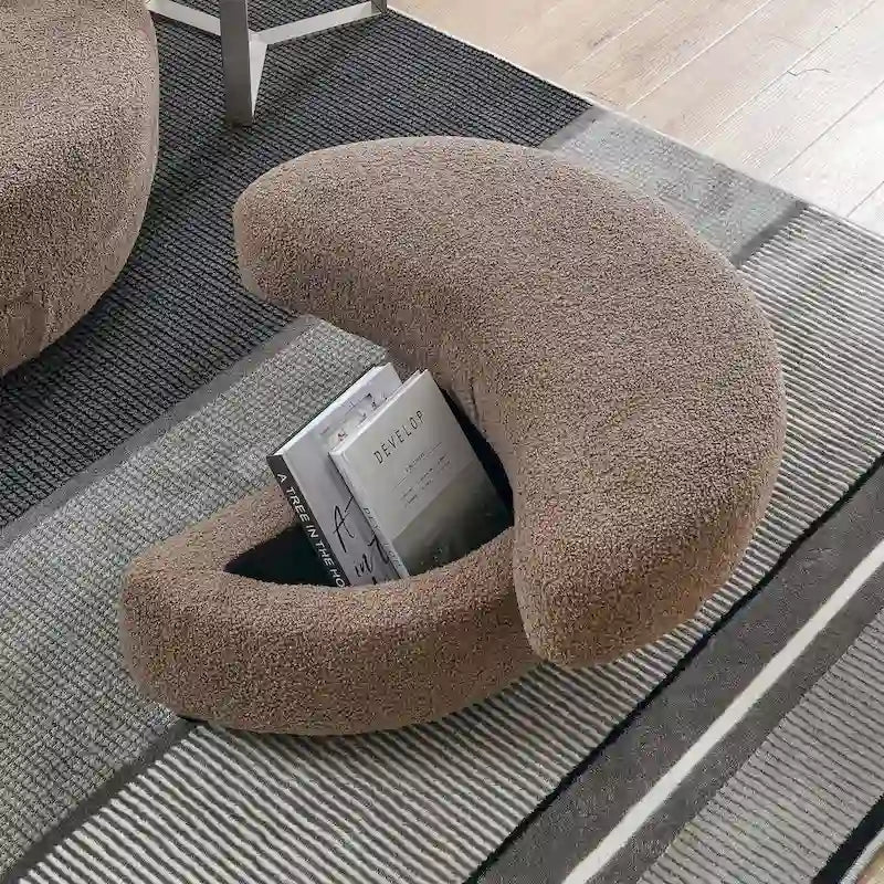 Canapé Loveseat Rond Moderne Pivotant, Fauteuil Tonneau Circulaire pour Chambre, Canapé Cuddle, Chaise Longue, Fauteuil, 4 Coussins