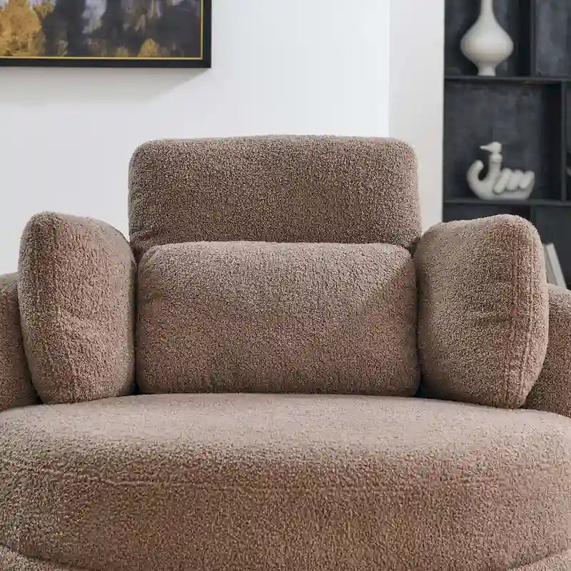 Canapé Loveseat Rond Moderne Pivotant, Fauteuil Tonneau Circulaire pour Chambre, Canapé Cuddle, Chaise Longue, Fauteuil, 4 Coussins