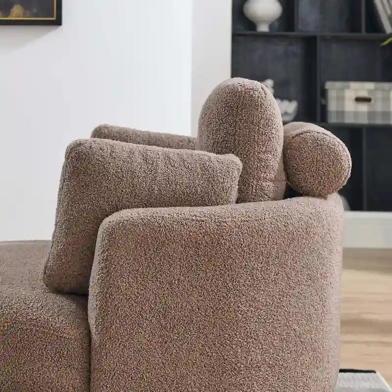 Canapé Loveseat Rond Moderne Pivotant, Fauteuil Tonneau Circulaire pour Chambre, Canapé Cuddle, Chaise Longue, Fauteuil, 4 Coussins
