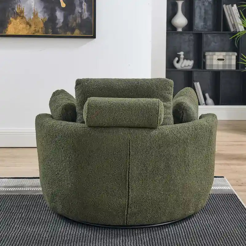 Canapé Loveseat Rond Moderne Pivotant, Fauteuil Tonneau Circulaire pour Chambre, Canapé Cuddle, Chaise Longue, Fauteuil, 4 Coussins