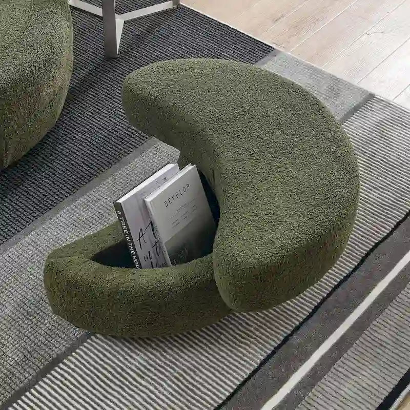 Canapé Loveseat Rond Moderne Pivotant, Fauteuil Tonneau Circulaire pour Chambre, Canapé Cuddle, Chaise Longue, Fauteuil, 4 Coussins