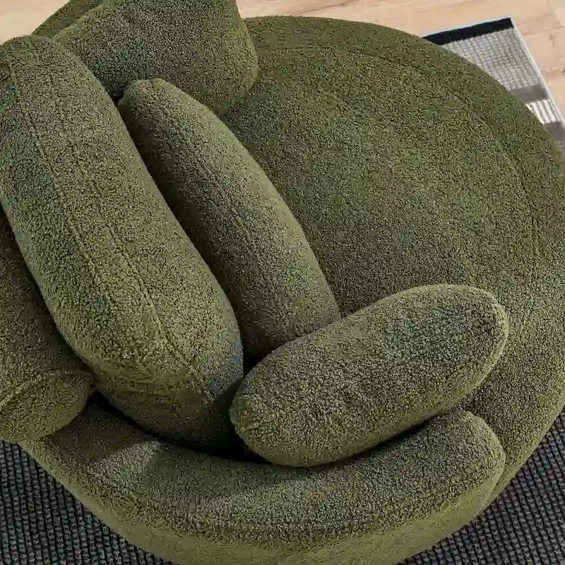 Canapé Loveseat Rond Moderne Pivotant, Fauteuil Tonneau Circulaire pour Chambre, Canapé Cuddle, Chaise Longue, Fauteuil, 4 Coussins