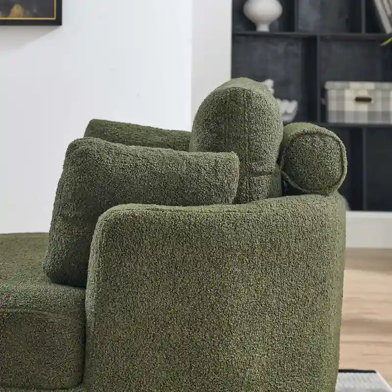 Canapé Loveseat Rond Moderne Pivotant, Fauteuil Tonneau Circulaire pour Chambre, Canapé Cuddle, Chaise Longue, Fauteuil, 4 Coussins