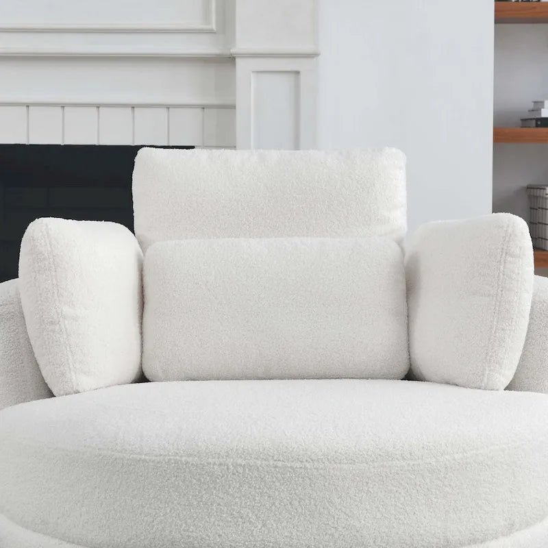 Canapé Loveseat Rond Moderne Pivotant, Fauteuil Tonneau Circulaire pour Chambre, Canapé Cuddle, Chaise Longue, Fauteuil, 4 Coussins