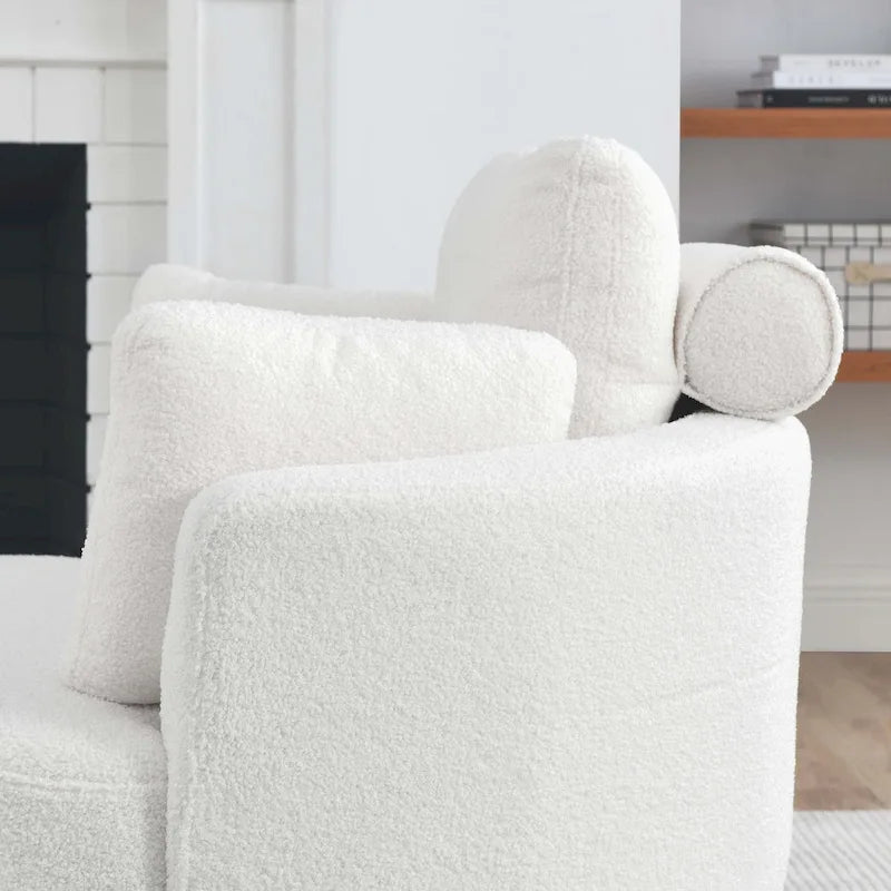 Canapé Loveseat Rond Moderne Pivotant, Fauteuil Tonneau Circulaire pour Chambre, Canapé Cuddle, Chaise Longue, Fauteuil, 4 Coussins